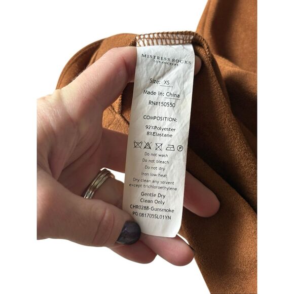 Mistress Rocks Tan Brown Faux Suede Long Sleeve Mini Dress XS ASO Kylie Jenner - Picture 8 of 11